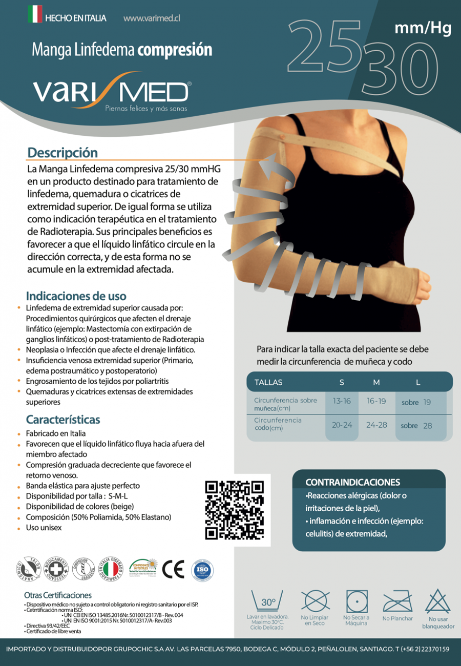 Manga linfedema Varimed compresión 25-30 mmHg