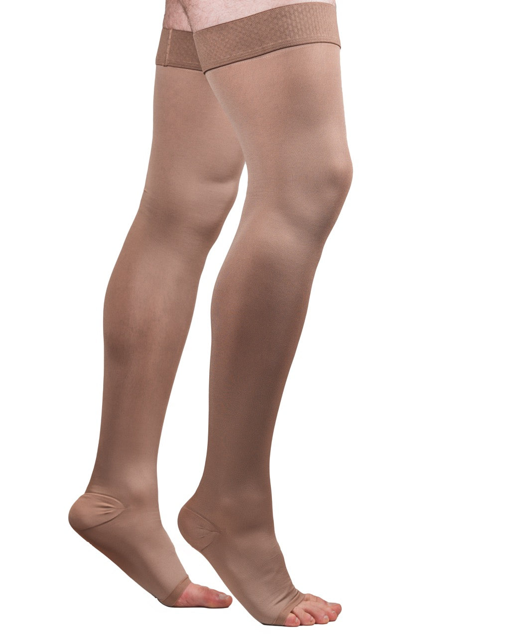 Medias de compresión médica de 18-21 mmHg Clase I hasta la rodilla con  puntera abierta.